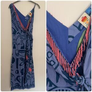 Farm Rio for Anthropologie Beaded, Wrap Toucan Dress